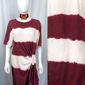 Zara Trafaluc tie dye boho cotton asymmetrical midaxi midi t-shirt dress large